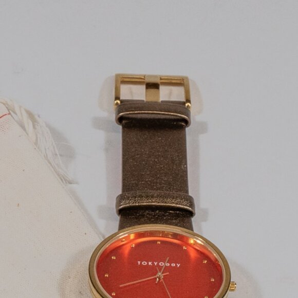 Tokyobay Orange Metallic faced Boyfriend style watch with Bronze metallic band - Picture 3 of 4